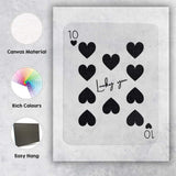 Minimalist Black Ten of Hearts Lucky You Playing Card Canvas Wall Art Print Decor Picture Ready to Hang