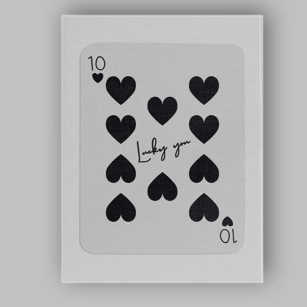 Minimalist Black Ten of Hearts Lucky You Playing Card Canvas Wall Art Print Decor Picture Ready to Hang