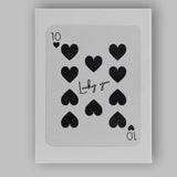 Minimalist Black Ten of Hearts Lucky You Playing Card Canvas Wall Art Print Decor Picture Ready to Hang