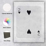 Minimalist Black Two of Hearts Playing Card Canvas Wall Art Print Decor Picture Ready to Hang