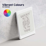Minimalist Neutral Lucky You Queen of Hearts Playing Card Typography Canvas Wall Art Print Decor Picture Ready to Hang