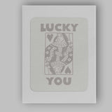 Minimalist Neutral Lucky You Queen of Hearts Playing Card Typography Canvas Wall Art Print Decor Picture Ready to Hang