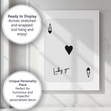 Minimalist Black Lucky You Ace of Hearts Playing Card Canvas Wall Art Print Decor Picture Ready to Hang