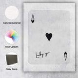Minimalist Black Lucky You Ace of Hearts Playing Card Canvas Wall Art Print Decor Picture Ready to Hang