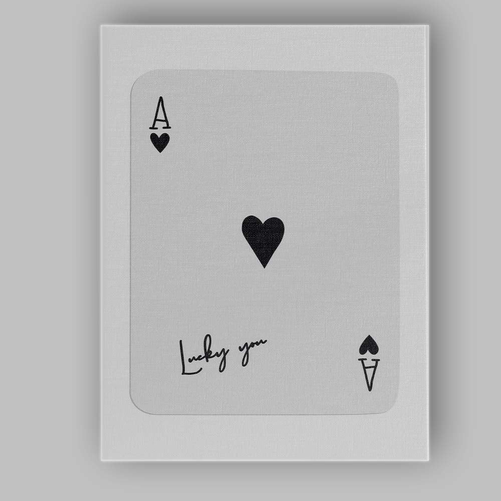 Minimalist Black Lucky You Ace of Hearts Playing Card Canvas Wall Art Print Decor Picture Ready to Hang
