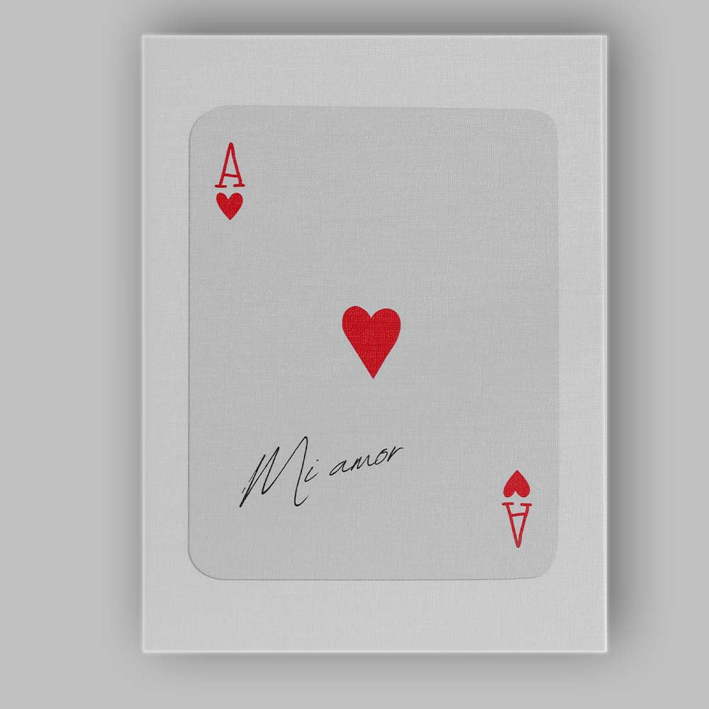 Minimalist Red Mi Amor Ace of Hearts Playing Card Canvas Wall Art Print Decor Picture Ready to Hang