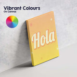 Bold Retro Hola Typography Warm Yellow Gradient Canvas Wall Art Print Decor Picture Ready to Hang