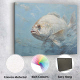 Realistic White Sea Fish Underwater Coastal Oil Painting Canvas Wall Art Print Decor Picture Ready to Hang