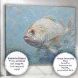 Realistic White Sea Fish Underwater Coastal Oil Painting Canvas Wall Art Print Decor Picture Ready to Hang
