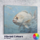 Realistic White Sea Fish Underwater Coastal Oil Painting Canvas Wall Art Print Decor Picture Ready to Hang