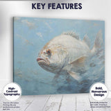 Realistic White Sea Fish Underwater Coastal Oil Painting Canvas Wall Art Print Decor Picture Ready to Hang