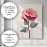 Minimalist Pink Rose Paper Cut Floral Contemporary Canvas Wall Art Print Decor Picture Ready to Hang