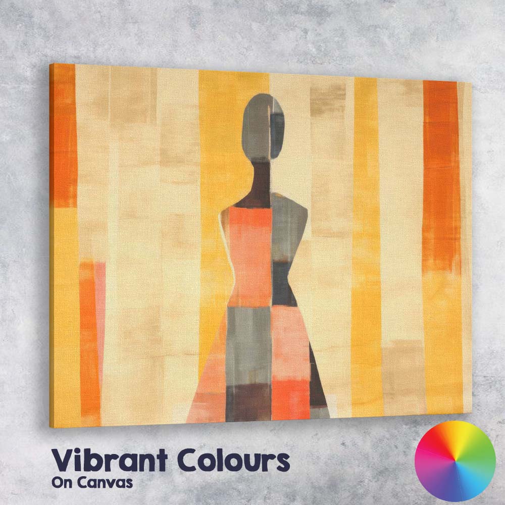 Abstract Geometric Female Silhouette Warm Earth Tones Minimalist Canvas Wall Art Print Decor Picture Ready to Hang