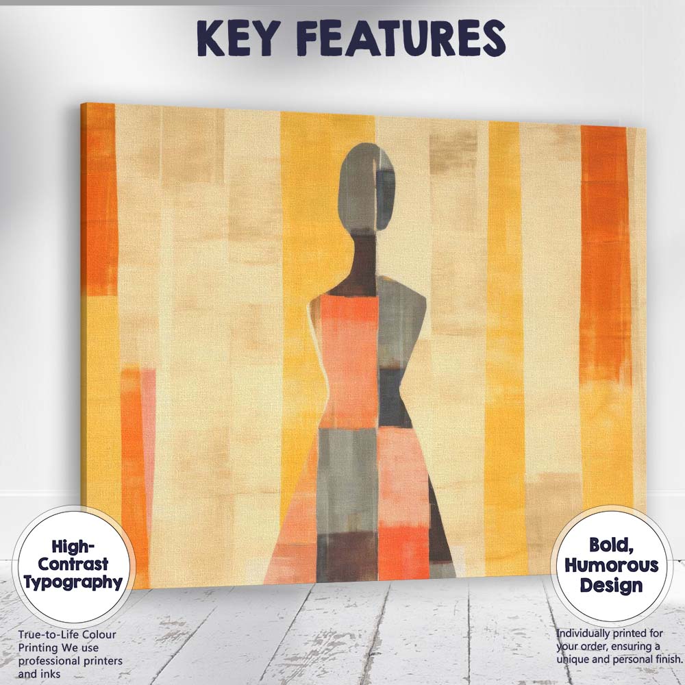 Abstract Geometric Female Silhouette Warm Earth Tones Minimalist Canvas Wall Art Print Decor Picture Ready to Hang