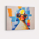 Colourful Duck Wearing Orange Glasses Contemporary Animal Portrait Canvas Wall Art Print Decor Picture Ready to Hang