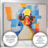Colourful Duck Wearing Orange Glasses Contemporary Animal Portrait Canvas Wall Art Print Decor Picture Ready to Hang