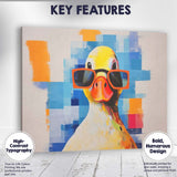 Colourful Duck Wearing Orange Glasses Contemporary Animal Portrait Canvas Wall Art Print Decor Picture Ready to Hang