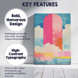 Abstract Pink Arch Clouds Geometric Contemporary Landscape Canvas Wall Art Print Decor Picture Ready to Hang