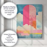 Abstract Pink Arch Clouds Geometric Contemporary Landscape Canvas Wall Art Print Decor Picture Ready to Hang