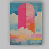 Abstract Pink Arch Clouds Geometric Contemporary Landscape Canvas Wall Art Print Decor Picture Ready to Hang