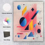 Modern Pink Blue Yellow Geometric Abstract Shapes Canvas Wall Art Print Decor Picture Ready to Hang