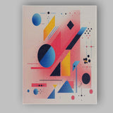Modern Pink Blue Yellow Geometric Abstract Shapes Canvas Wall Art Print Decor Picture Ready to Hang