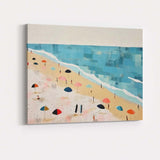 Pastel Coastal Beach Umbrellas Seaside Landscape Canvas Wall Art Print Decor Picture Ready to Hang