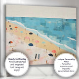Pastel Coastal Beach Umbrellas Seaside Landscape Canvas Wall Art Print Decor Picture Ready to Hang