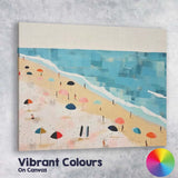 Pastel Coastal Beach Umbrellas Seaside Landscape Canvas Wall Art Print Decor Picture Ready to Hang
