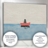 Minimalist Red Sailboat Calm Ocean Coastal Canvas Wall Art Print Decor Picture Ready to Hang