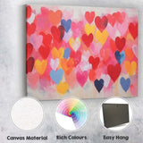 Colourful Watercolour Hearts Abstract Love Pattern Canvas Wall Art Print Decor Picture Ready to Hang