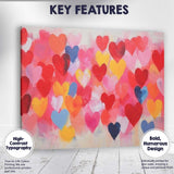 Colourful Watercolour Hearts Abstract Love Pattern Canvas Wall Art Print Decor Picture Ready to Hang