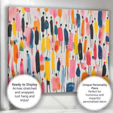 Abstract Colourful Minimalist Figure Crowd Painting Canvas Wall Art Print Decor Picture Ready to Hang