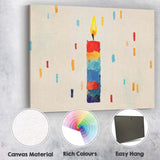 Colourful Rainbow Birthday Candle Minimalist Celebration Canvas Wall Art Print Decor Picture Ready to Hang
