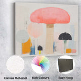 Abstract Pastel Pink Mushroom Botanical Contemporary Canvas Wall Art Print Decor Picture Ready to Hang