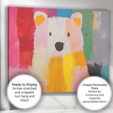 Colourful Abstract Polar Bear Portrait Modern Animal Canvas Wall Art Print Decor Picture Ready to Hang
