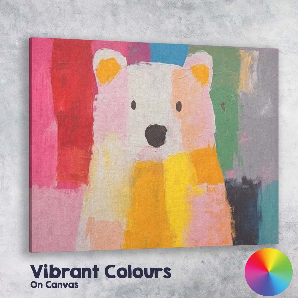Colourful Abstract Polar Bear Portrait Modern Animal Canvas Wall Art Print Decor Picture Ready to Hang