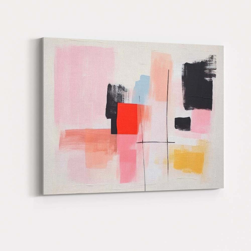 Soft Pink Colour Block Minimalist Abstract Painting Canvas Wall Art Print Decor Picture Ready to Hang