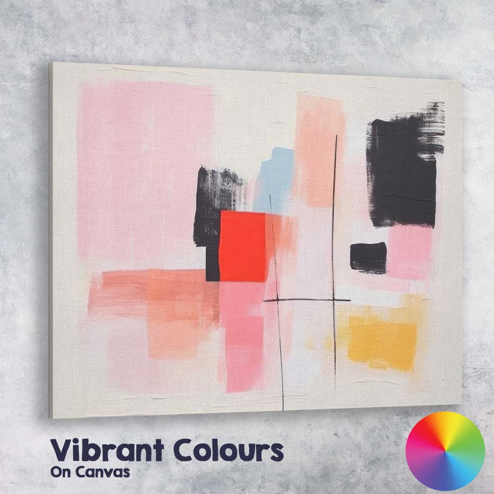 Soft Pink Colour Block Minimalist Abstract Painting Canvas Wall Art Print Decor Picture Ready to Hang