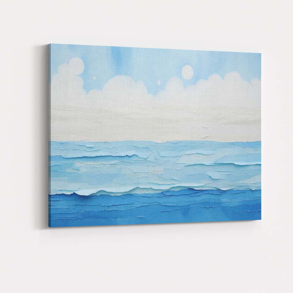 Serene Blue Ocean Horizon Minimalist Coastal Seascape Canvas Wall Art Print Decor Picture Ready to Hang