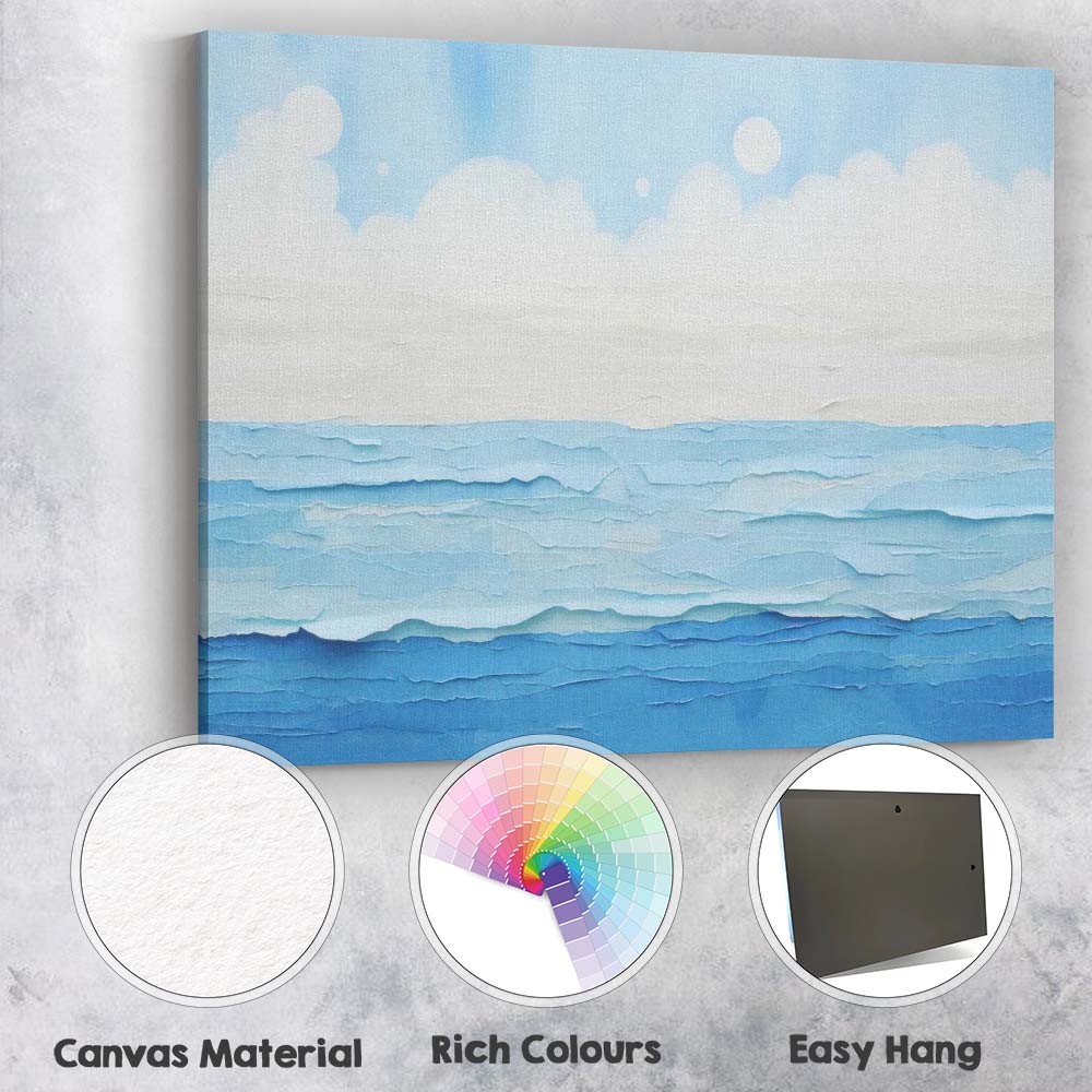 Serene Blue Ocean Horizon Minimalist Coastal Seascape Canvas Wall Art Print Decor Picture Ready to Hang