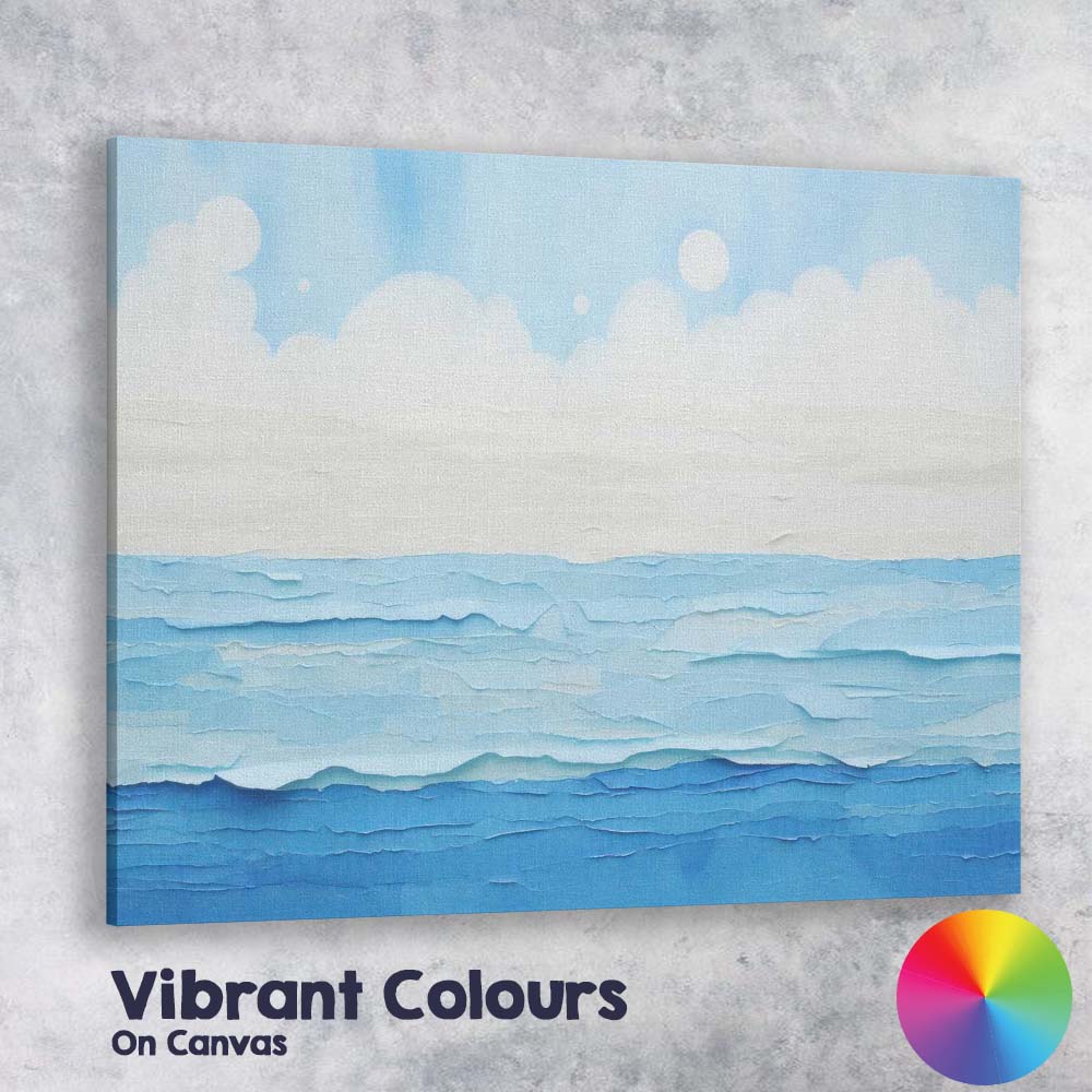 Serene Blue Ocean Horizon Minimalist Coastal Seascape Canvas Wall Art Print Decor Picture Ready to Hang