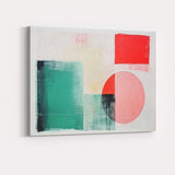 Abstract Teal Pink Geometric Shapes Minimalist Modern Canvas Wall Art Print Decor Picture Ready to Hang