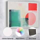 Abstract Teal Pink Geometric Shapes Minimalist Modern Canvas Wall Art Print Decor Picture Ready to Hang