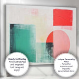 Abstract Teal Pink Geometric Shapes Minimalist Modern Canvas Wall Art Print Decor Picture Ready to Hang