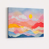 Pastel Pink Paper Collage Mountain Landscape Abstract Canvas Wall Art Print Decor Picture Ready to Hang
