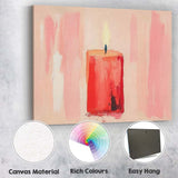 Blush Pink Lit Candle Minimalist Abstract Painting Canvas Wall Art Print Decor Picture Ready to Hang
