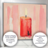 Blush Pink Lit Candle Minimalist Abstract Painting Canvas Wall Art Print Decor Picture Ready to Hang