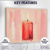 Blush Pink Lit Candle Minimalist Abstract Painting Canvas Wall Art Print Decor Picture Ready to Hang