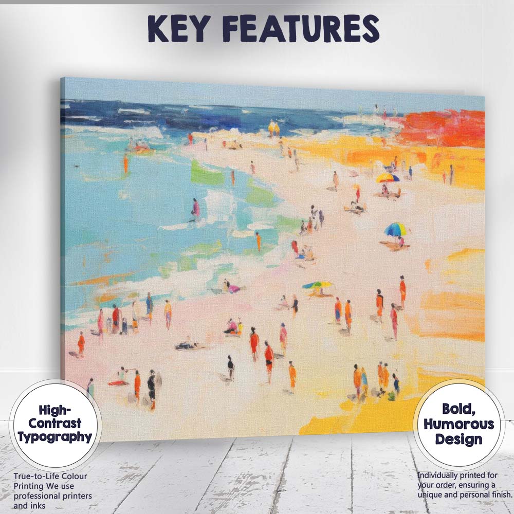 Impressionist Summer Beach Seascape Coastal Holiday Canvas Wall Art Print Decor Picture Ready to Hang